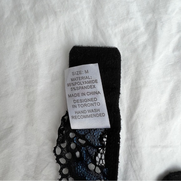 Knotty Knickers Midnight Bloom Black and Blue Metallic Lace Bralette, M - Picture 13 of 13